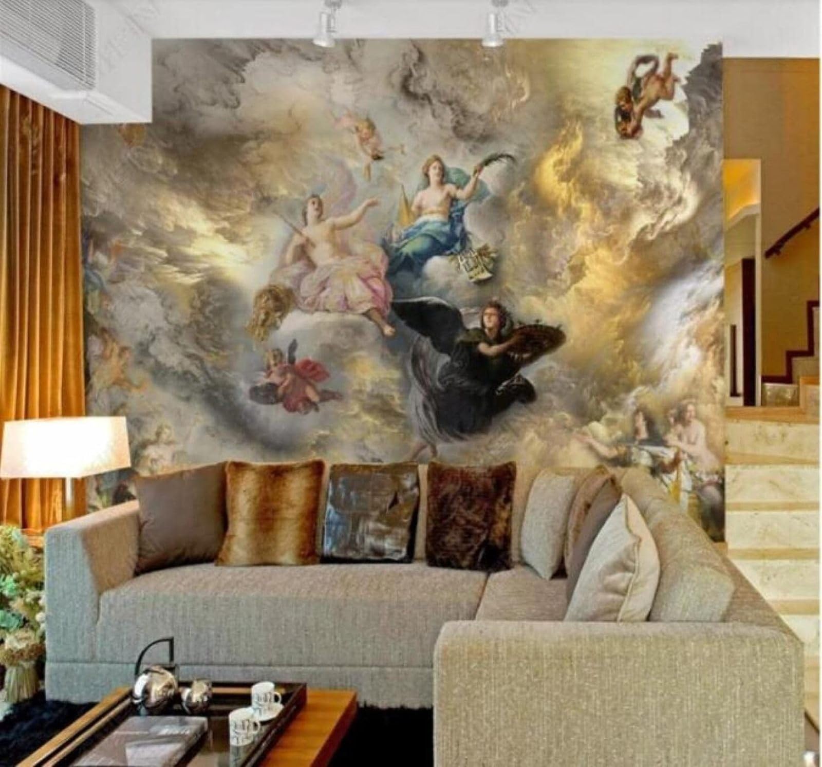 XLMING Creative Retro Sky People Angel 3D Wallpaper Luxury Home Dining Decor Paste Sofa Living Room The Wall for Bedroom Mural-430cm×300cm