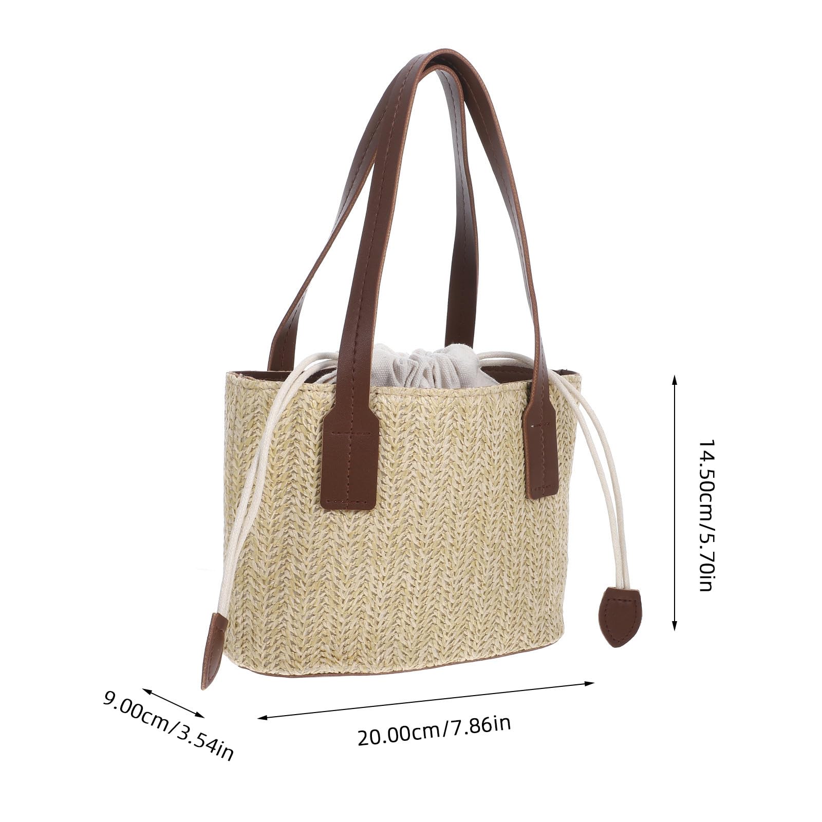 POPETPOP Borsa Secchiello in Paglia Intrecciata Grande Capacità e Tracolla Portatile, Stile Semplice e Moderno per Viaggi e Shopping Estivi