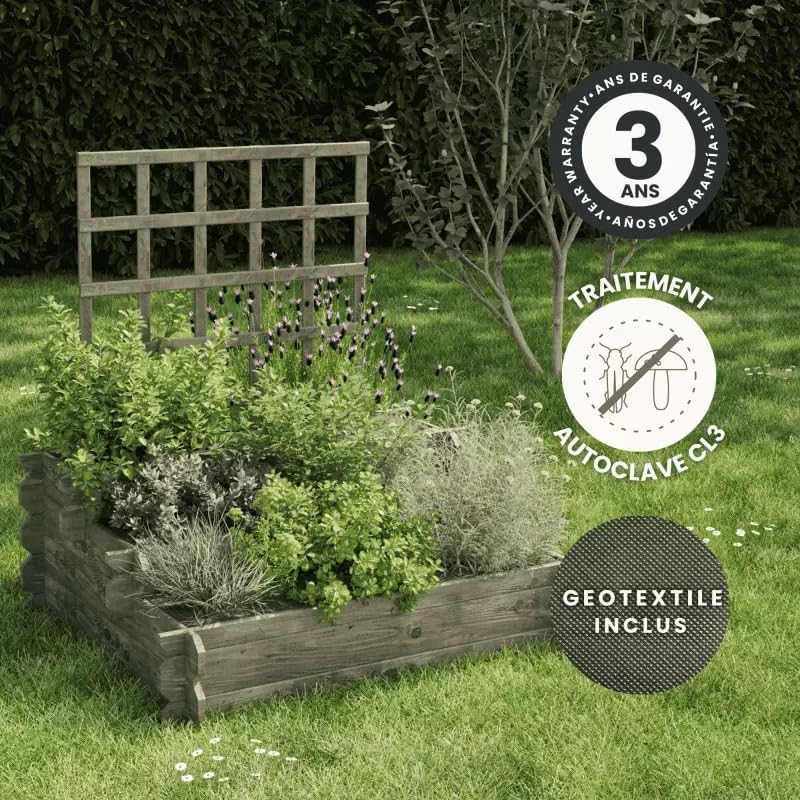 Carré potager en bois avec treillis ANGELIC - Cerland