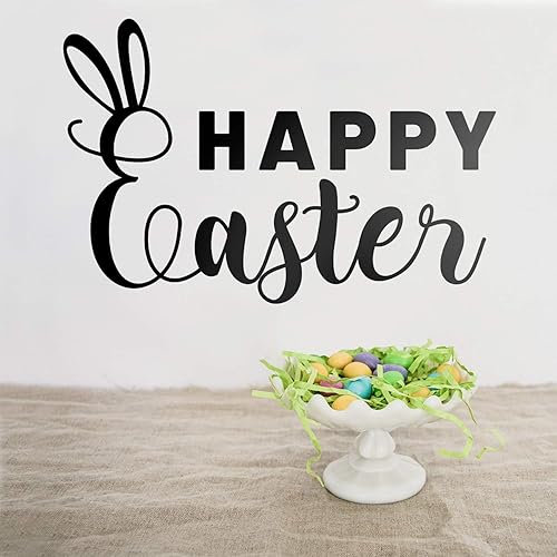 Miniatura 2 de Vinilo decorativo de pared para el día de Pascua  Feliz Pascua  15.0 in x 22.8 in  Resurrección domingo Pascha vacaciones moderna iglesia hogar sala