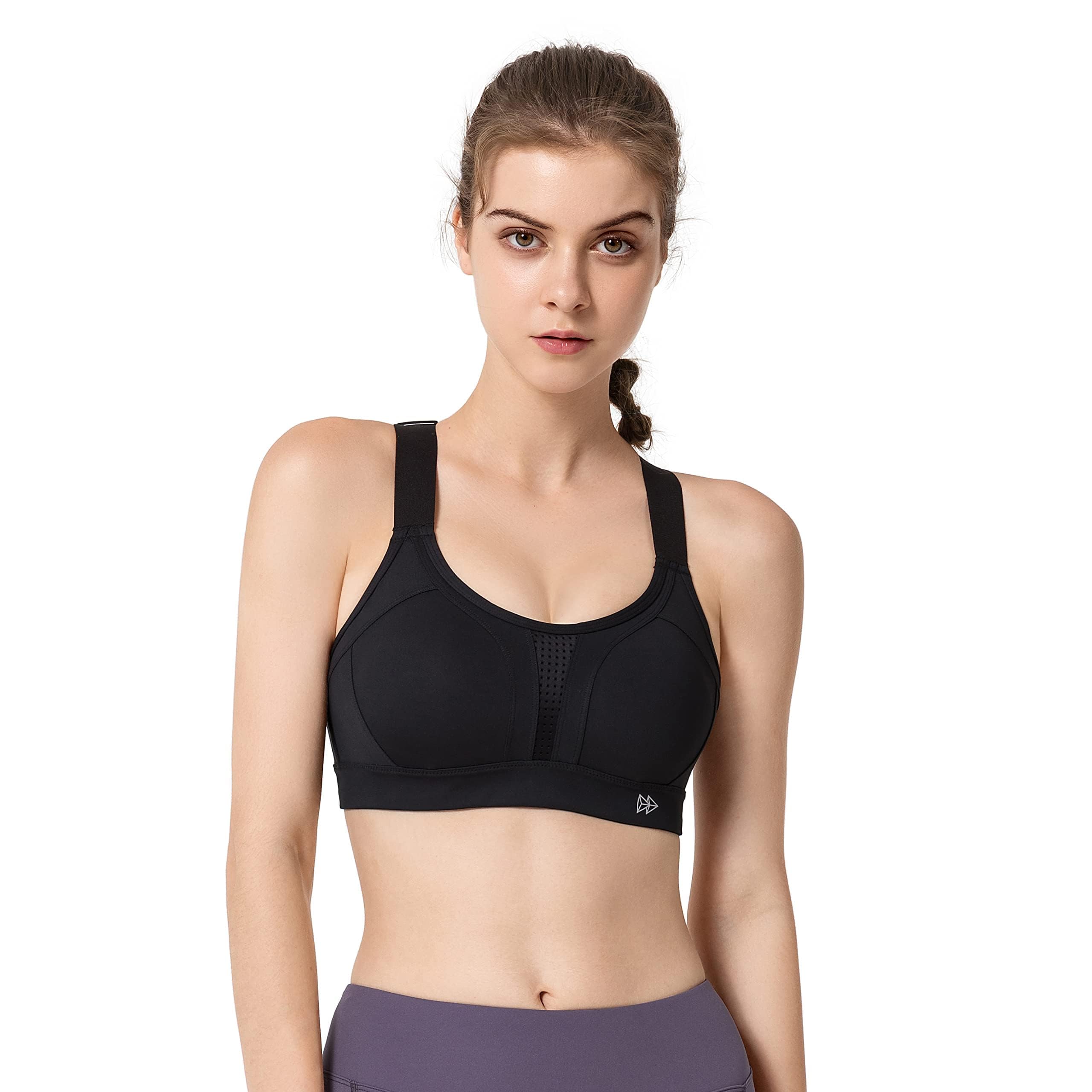 Yvette Soutien Gorge de Sport Femmes Bretelles Réglables Dos Croisées sans Armature Maintien Fort Grande Taille Course Fitness Gym
