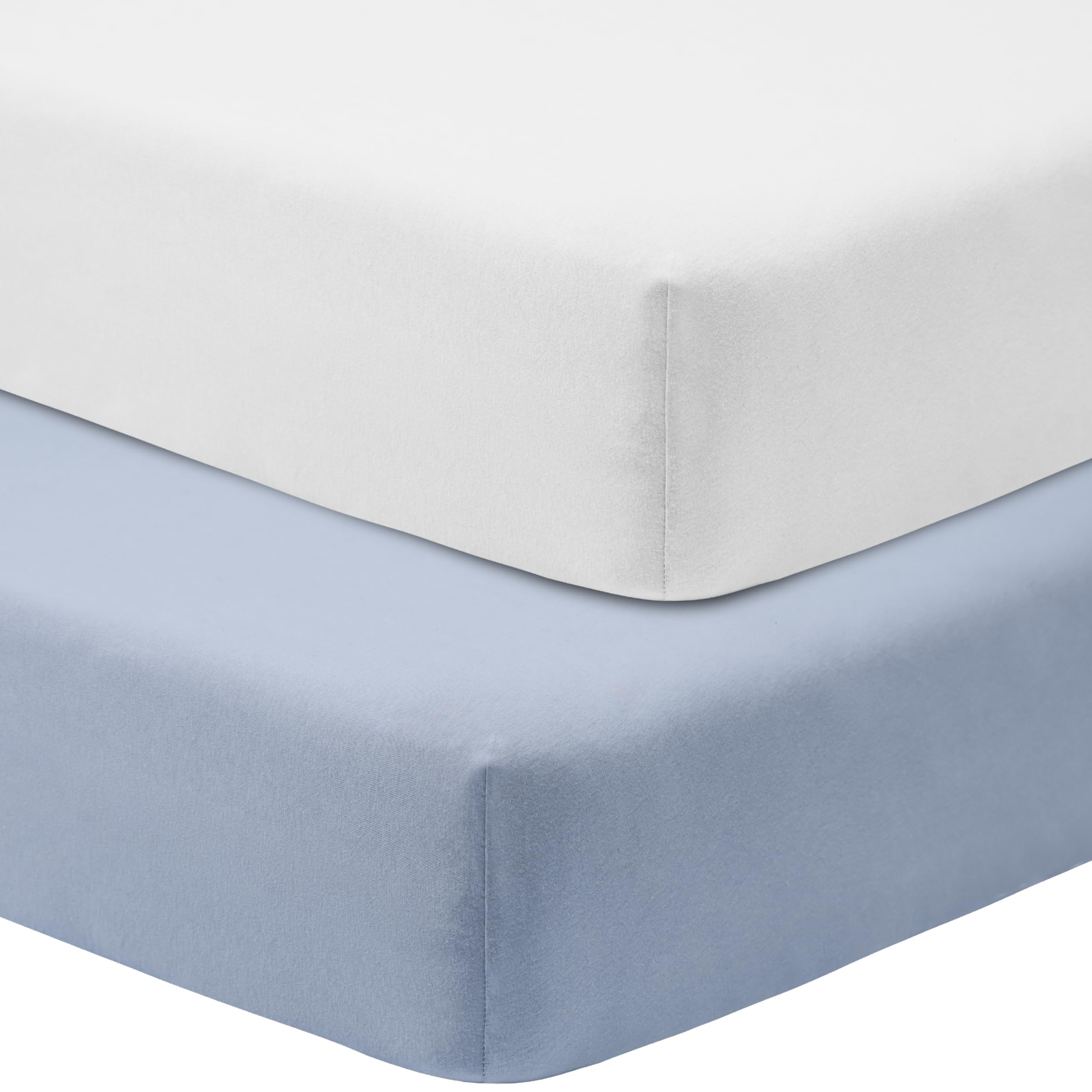 GUNTAIL Lot de 2 draps-housses 100 % coton pour berceau standard et matelas de tout-petit, super doux et respirant, 71,1 x 132,1 x 20,3 cm (blanc et gris)