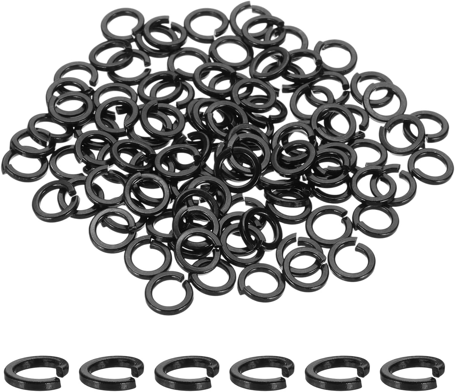 sourcing map M5 Spring Lock Washer, 304 Stainless Steel Split Lock Washers for Screws Bolts Cars Construction Machinery Black Pack of 100