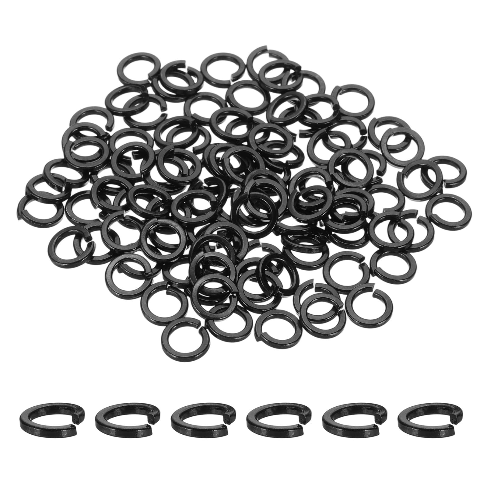sourcing map M5 Spring Lock Washer, 304 Stainless Steel Split Lock Washers for Screws Bolts Cars Construction Machinery Black Pack of 100