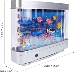 Hyuduo Mini Aquarium artificiel avec poisson en mouvement & USB LED Lumière de nuit – Réservoir de poisson de bureau pour les enfants, pépinières, décoration de bureau, lampe d'aquarium souple Glow