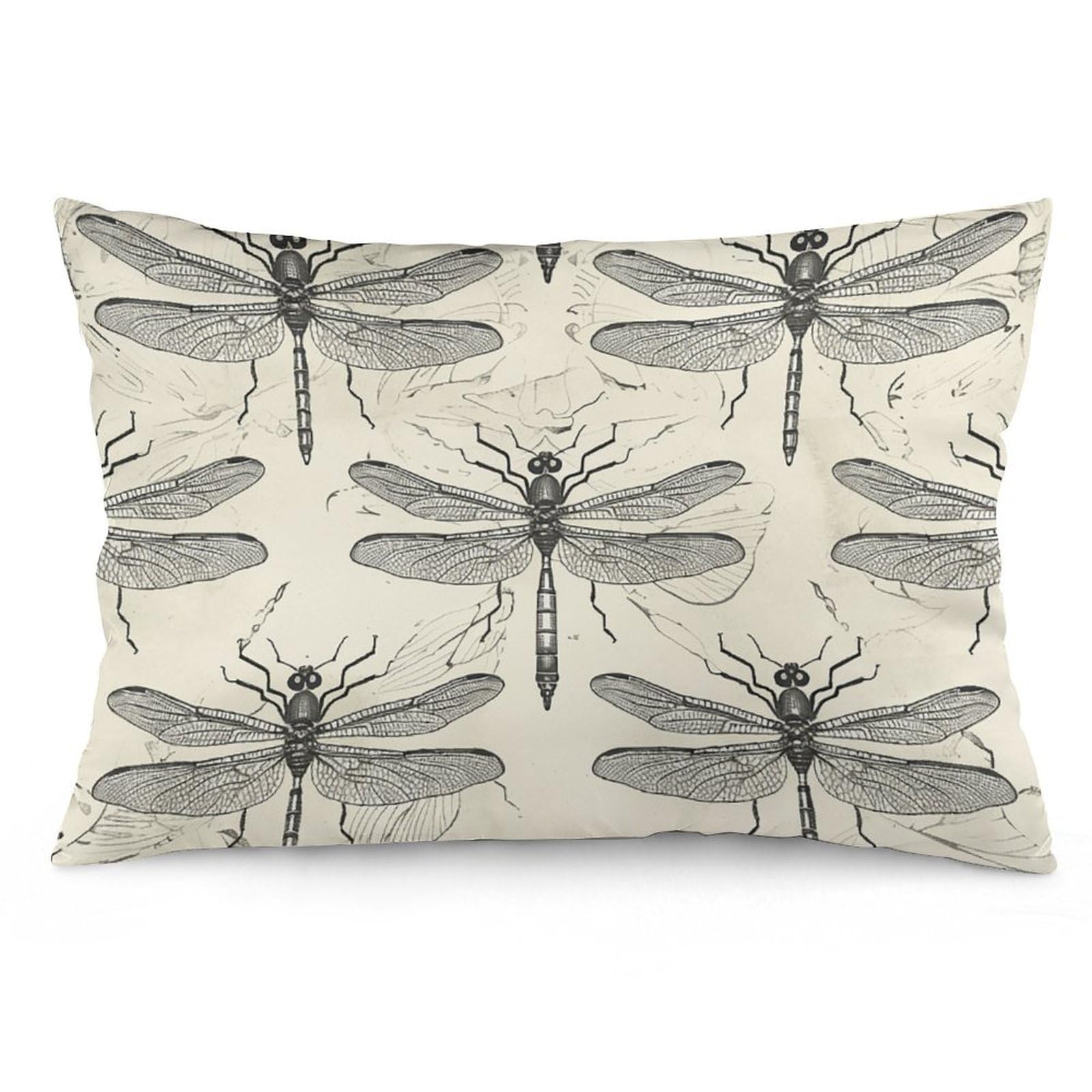 2 Pack Pillow Cases for Hair and Skin, Soft Breathable Pillow Case Covers with Hidden Zipper, Black Dragonfly Pattern Pillowcase 20"x30" Pillow Covers for Sleeping Gift
