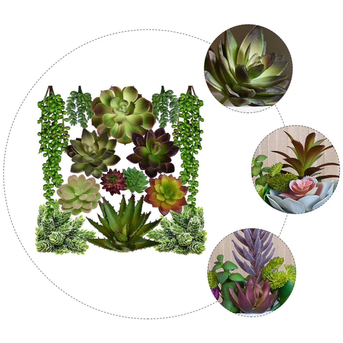 Abaodam 14pièces Plantes Grasses Artificielles Faux Succulents Déco Intérieur Extérieur Plusieurs Styles