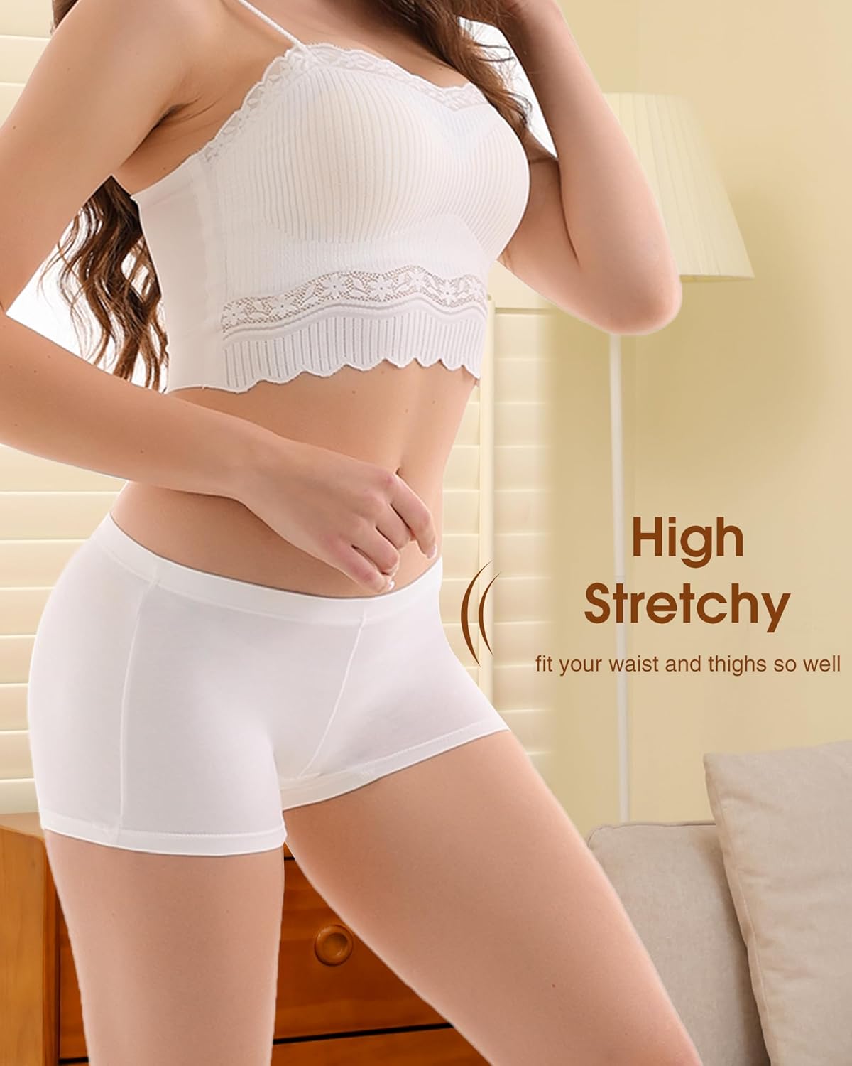 4 Pack Women's Cotton Boyshorts Panties Boxer Briefs for Ladies Full Coverage Underwear - Image 2