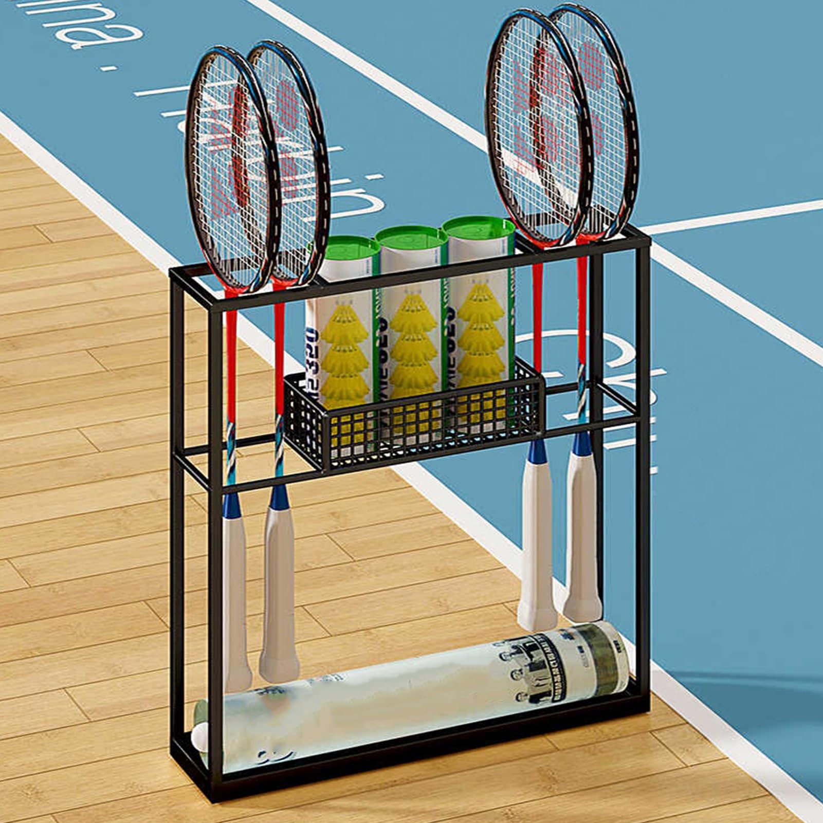 Espositore For Racchette Da Tennis,espositore For Racchette Badminton In Ferro,cestino Portaoggetti For Attrezzature Sportive Pavimento,for La Scuola A Casa