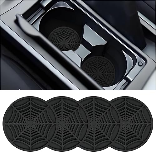 Miniatura 1 de 4 posavasos de silicona para portavasos de automóvil, diseño de telaraña, antideslizantes, universales, de 2.75 pulgadas, para accesorios de