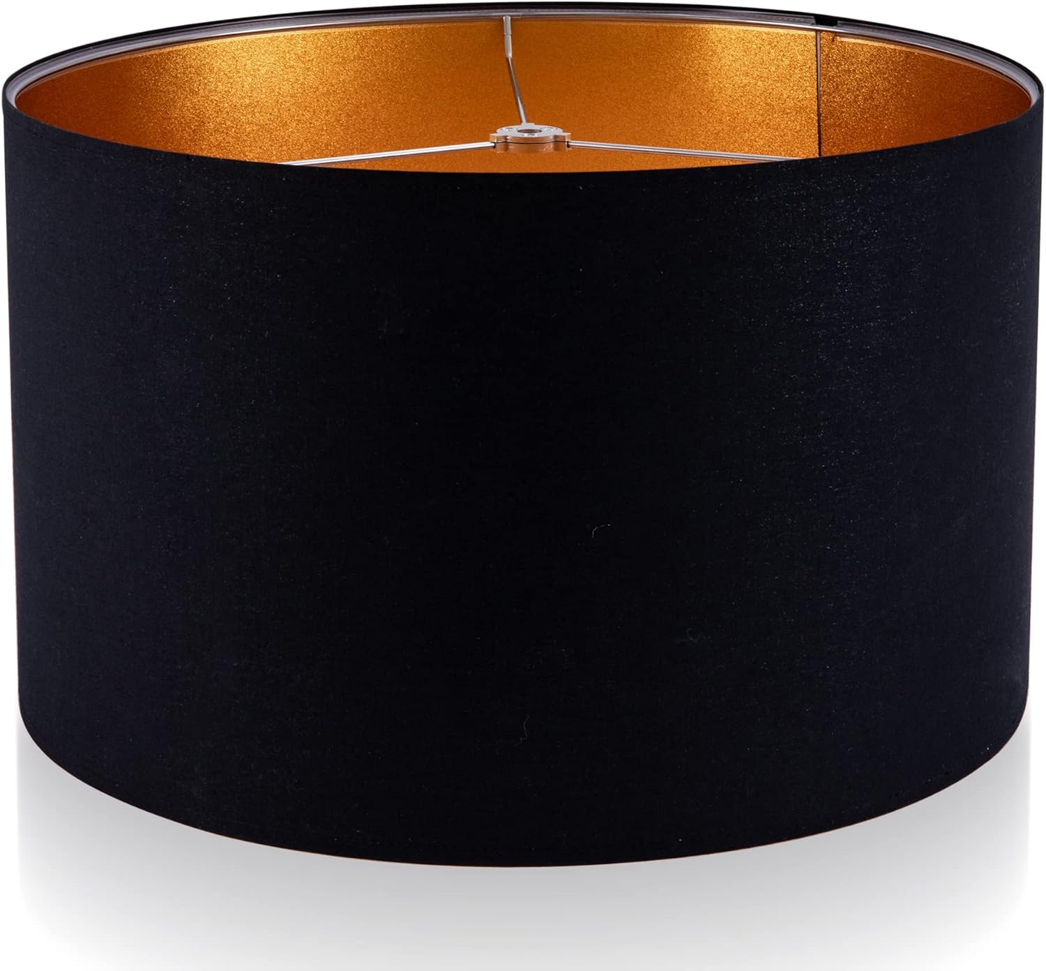 Wellmet 18"x18"x12" Lampshade Assembly Required for Table Lamp,Bedside Lamp,Floor Lamp,Fabric Drum Lampshade Mid-Century Modern Style,Spider Fitter,Black Gold