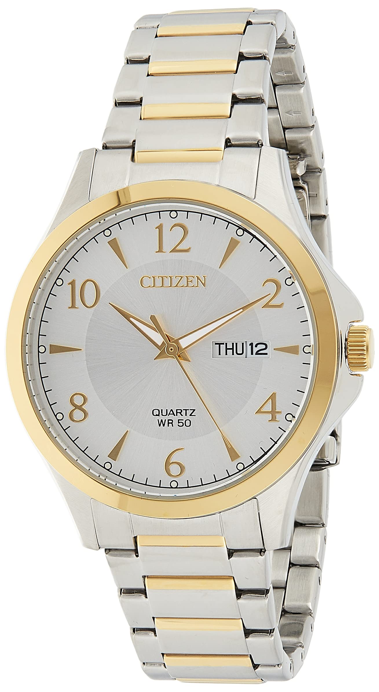 Citizen Orologio al quarzo bicolore da uomo con quadrante argentato BF2005-​54A