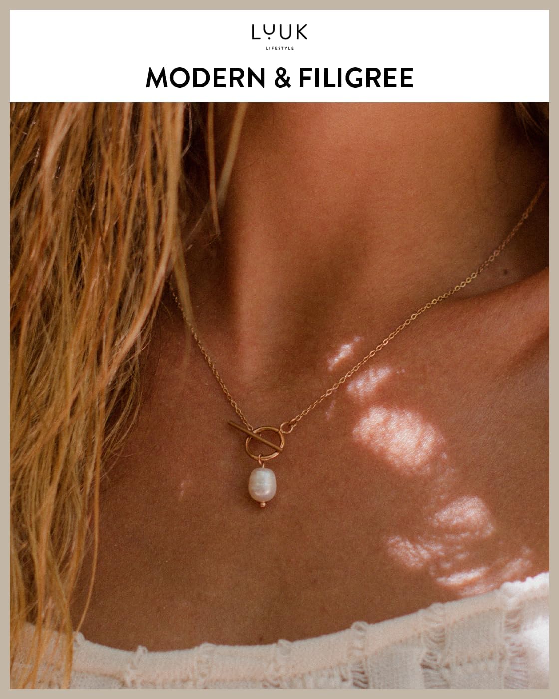 LUUK LIFESTYLE Filigree necklace with pendant, gift for girlfriend, jewelry for women, waterproof chain made of stainless steel