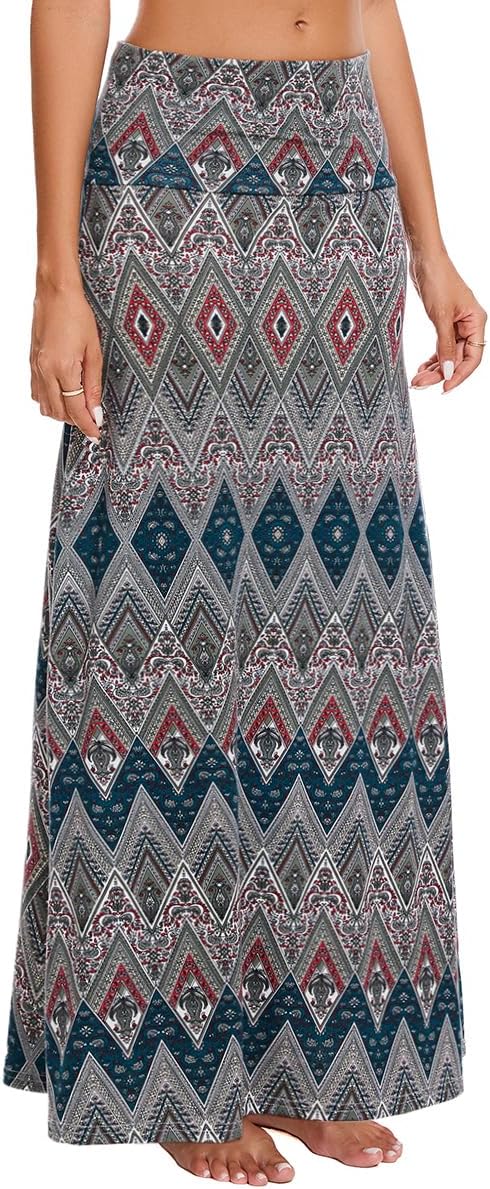 Women’s Casual Soft Foldover High Waist Maxi Long Skirt Versatile Dress - Image 2