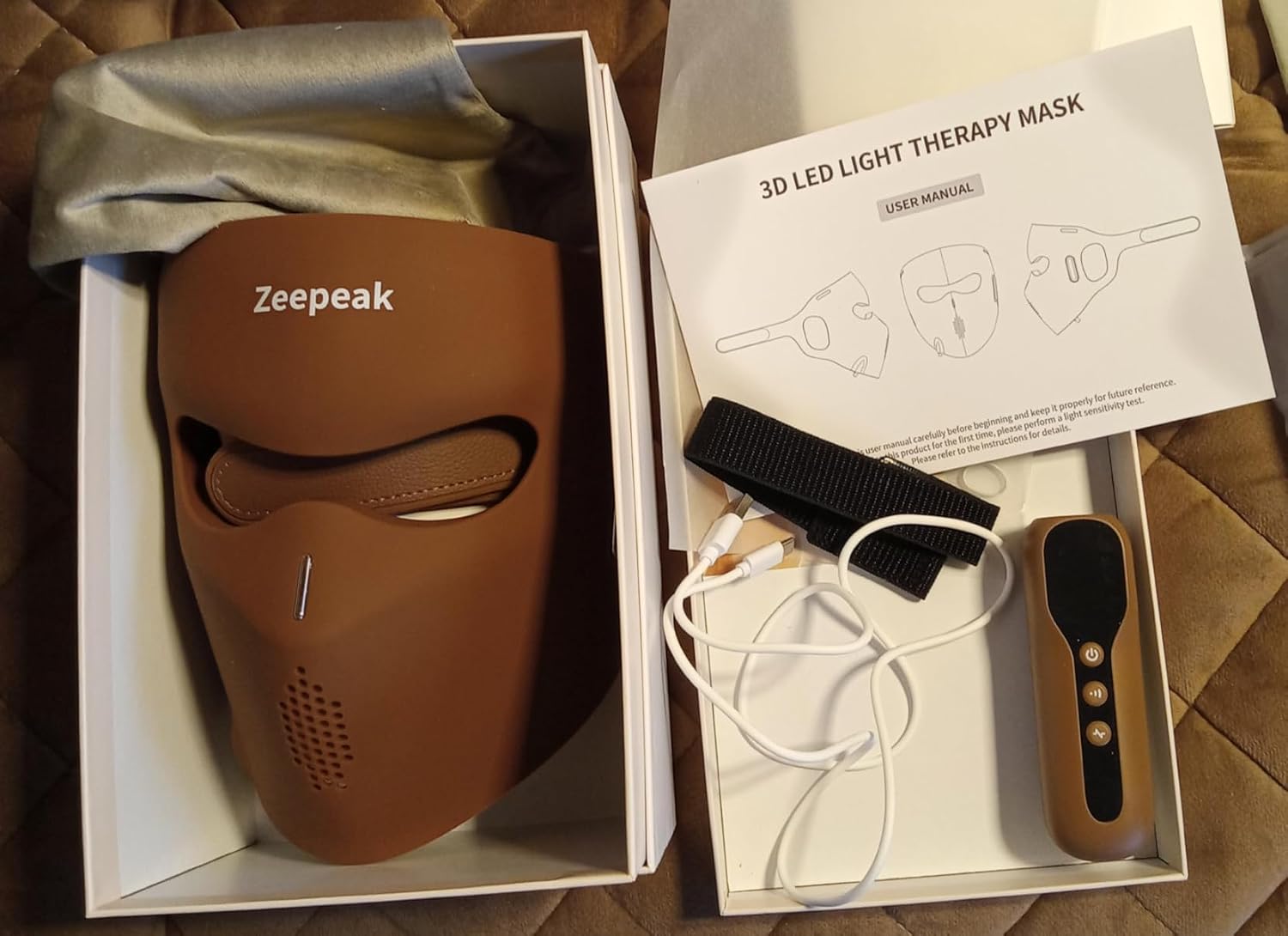 Zeepeak 3D LED Red Light Therapy Mask for Face, FDA-Cleared, 360 LEDs, Anti-Aging & Blemish Repair,5 Modes Red, Blue, Yellow with 850nm & 1072nm Dual-NIR,Eye-Protection,Portable Design for Home Travel