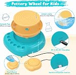 Pottery Wheel for Kids, Air Dry Clay Kit & Arts and Crafts Set, Ages 6-12 | No kiln needed: shape on the mini electric wheel, air-dry & paint. Gentle beginner speed; 3 clay packs, 12 paints & apron
