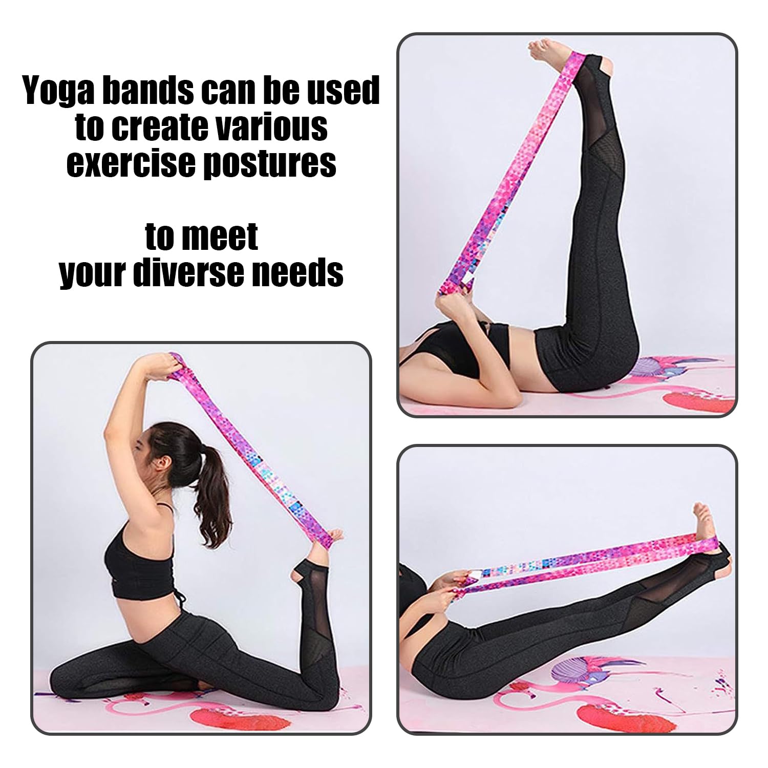 3 Pezzi Cinghia di Tappetino da Yoga, Imbracatura Multifunzione, Tappetino da Yoga Che Trasporta Accessori, Raggruppamento Durevole, Accessori per Tappetini da Yoga.