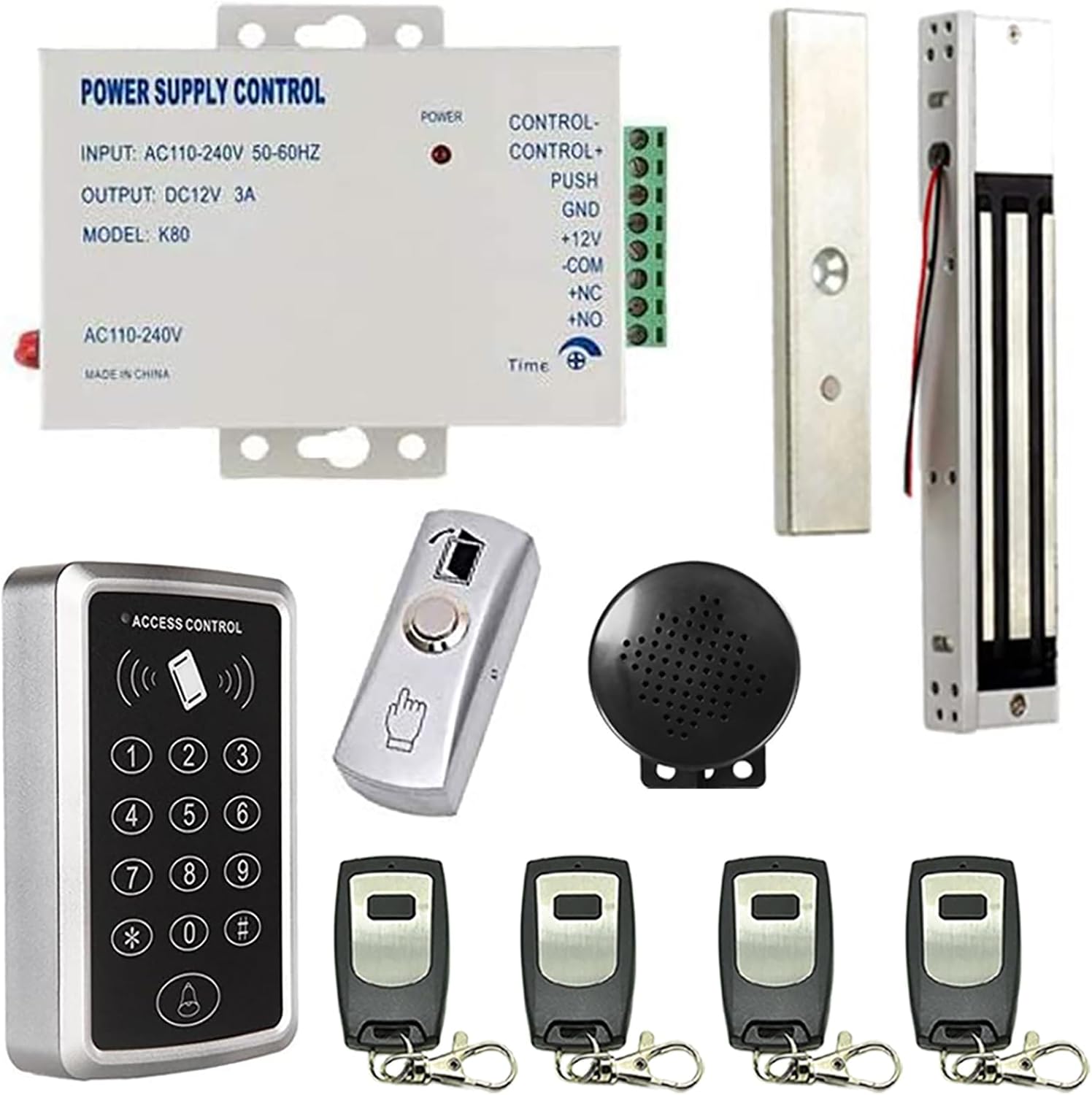 Remote Open and Door Buzzer Entry Systems Door Buzzer Access Control Outswing 600lbs Electric Magnetic Lock Buzzer Security System Keypad PIN Code Open with Remote Control