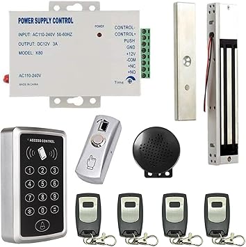 Remote Open and Door Buzzer Entry Systems Door Buzzer Access Control Outswing 600lbs Electric Magnetic Lock Buzzer Security System Keypad PIN Code Open with Remote Control