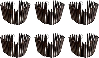 Worth Garden 6-Pack Wooden Short Fence Edging Burnt Wood Finish Outdoor Garden Lawn Landscape Edging Flexible Decorative Border Tree Fence - Yard Maintenance - 11.8'' H x 42'' L(21FT Total Length)