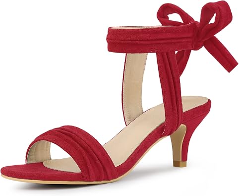 Perphy Womens Sandals Kitten Heels Ankle Tie | Slingback, Mid Heel 2.4 Inches, Ankle Tie, Faux Suede, Formal Women Dress Shoes, Prom, Back to School