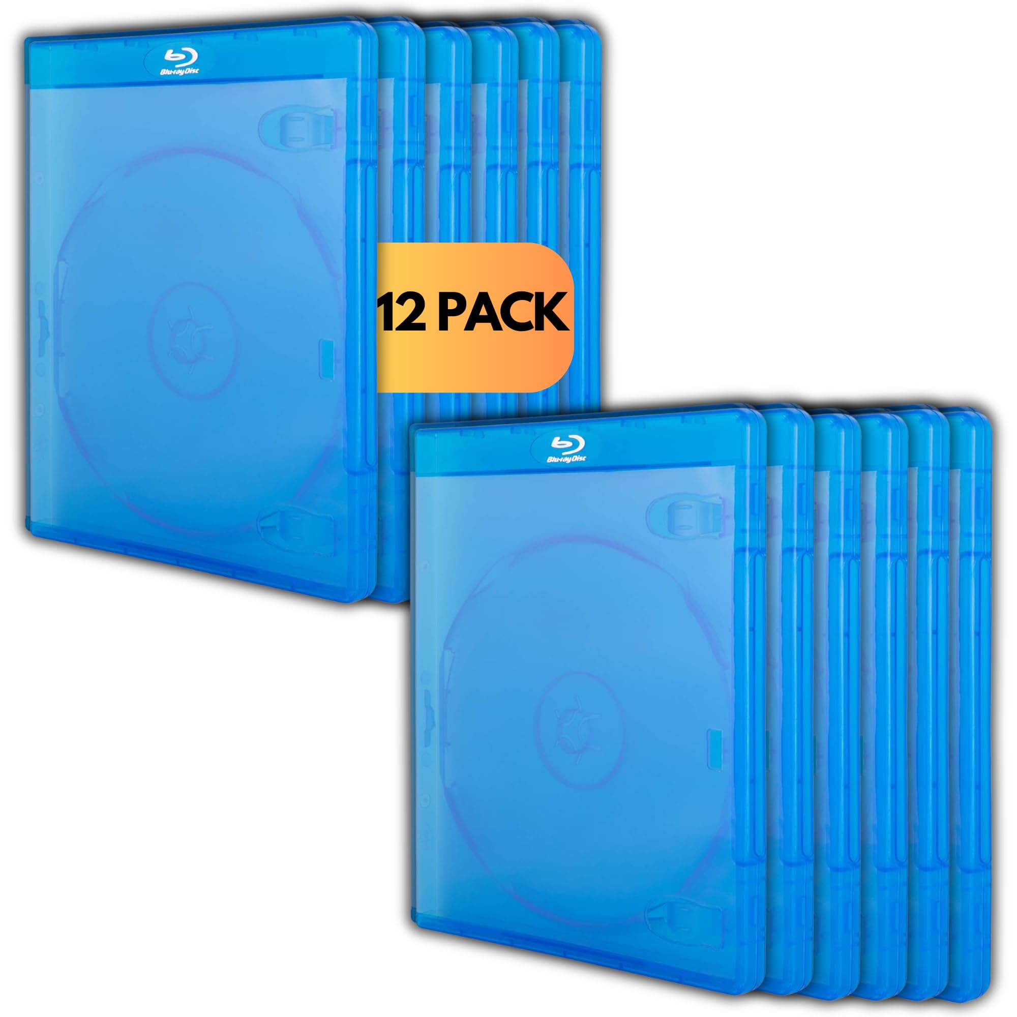 Original Single Blu Ray Cases (12 Value Pack) – Studio Quality Replacement Blu-ray Boxes | 1 Disc Storage Case | 12MM Standard Size | Eco-Friendly Blue Ray Cases