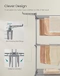 SONGMICS Clothes Drying Rack 4-Tier, Foldable Laundry Drying Rack 177.5 cm Tall, Extendable Rods, Stainless Steel, Rolling Clothes Horses, Laundry Airer, Indoor Outdoor Use, Dove Gray ULLR704G01 | Indoor Outdoor Use, Extendable Rods, Rolling Clothes 