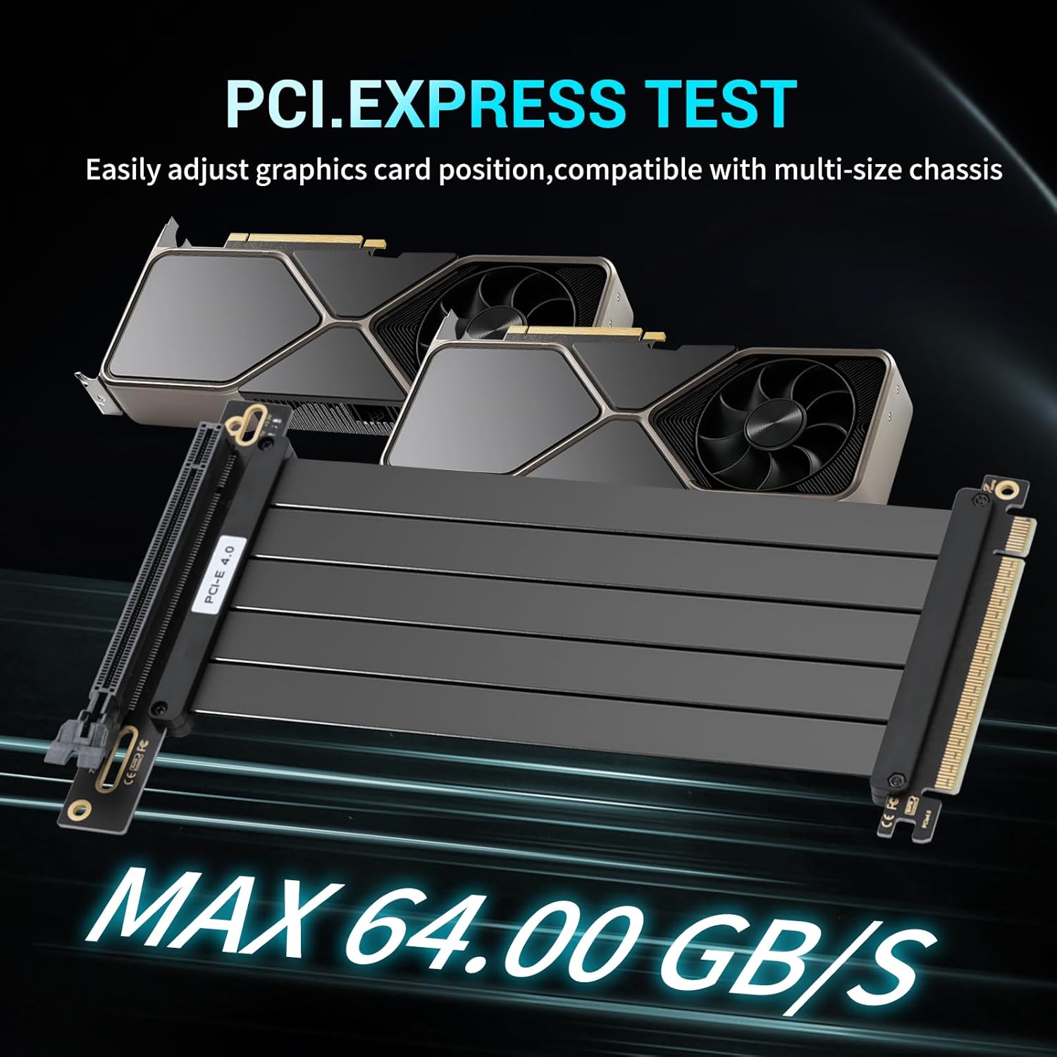 PCIe 4.0 Riser Cable 200mm - RTX 4090/4080/RX 7900 XT Compatible, 90¡ã Right Angle High Speed GPU Extension Cable, Vertical Mount Gaming Graphics Card Extender with EMI Shielding