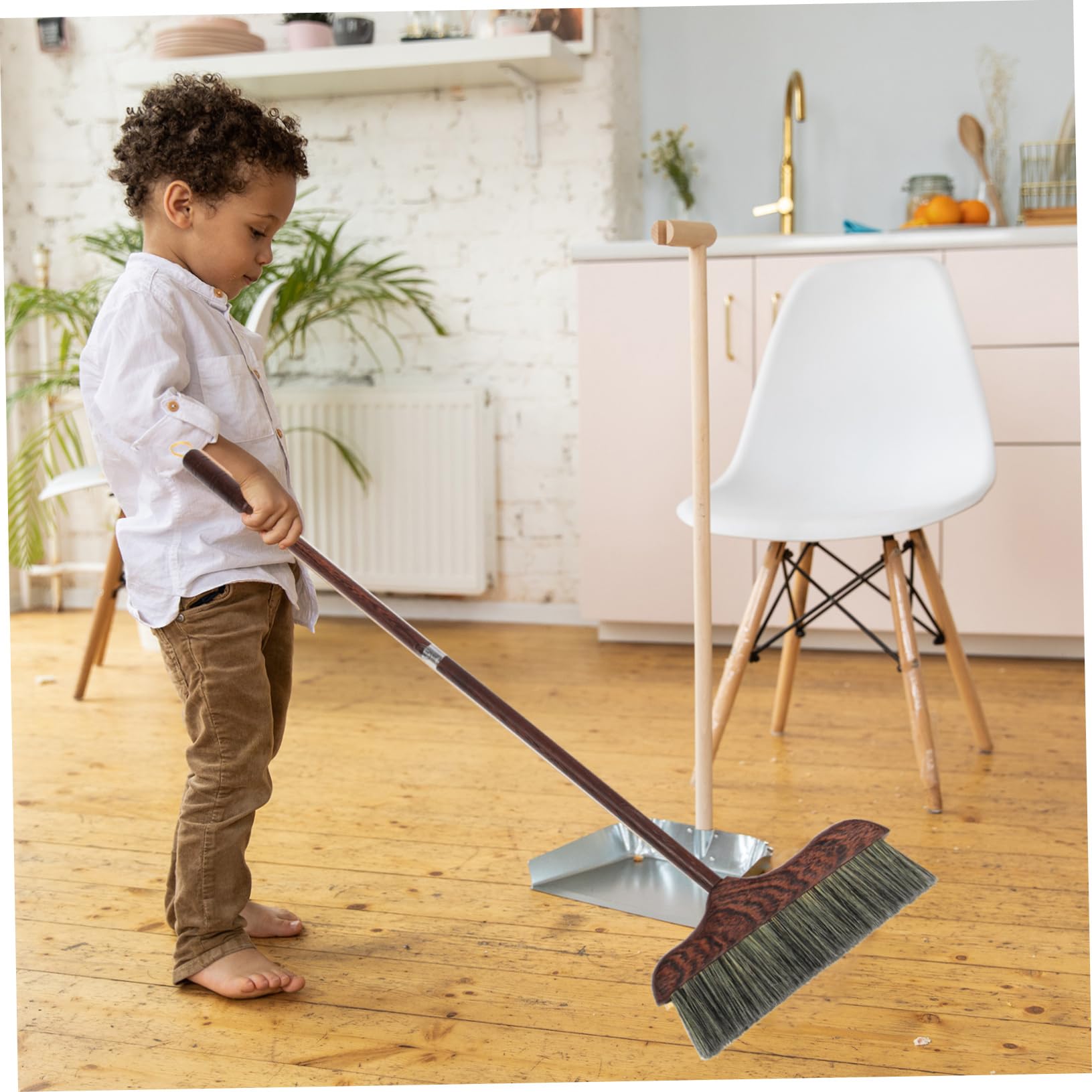 Generic Wood Splicing Broom for Cleaning Dispenser Outdoor Broom Heavy Duty Automatic Wet Mops for Floor Cleaning Home Grout Cleaner Wand Broom and Dustpan Bristle Hair Coffee