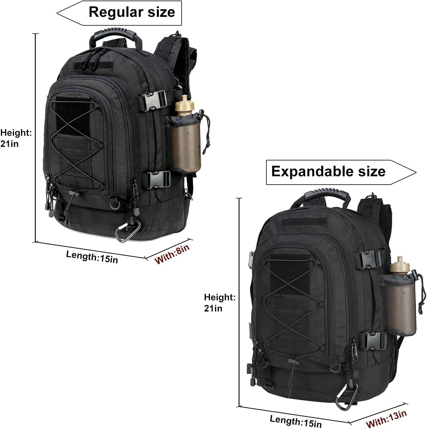 Großer Militär-Rucksack, 3 Tage, erweiterbarer Rucksack, Armee-Tagesrucksack für Outdoor, Wandern, Jagd