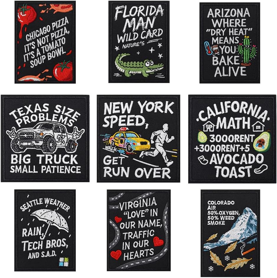 Fishing Themed Embroidered Patches, 4 Pack Hook and Loop Patches, Fish and Fishbone Design for Backpacks, Jackets, Vests, Hats, Fishing Gear and Outdoor Apparel Accessories