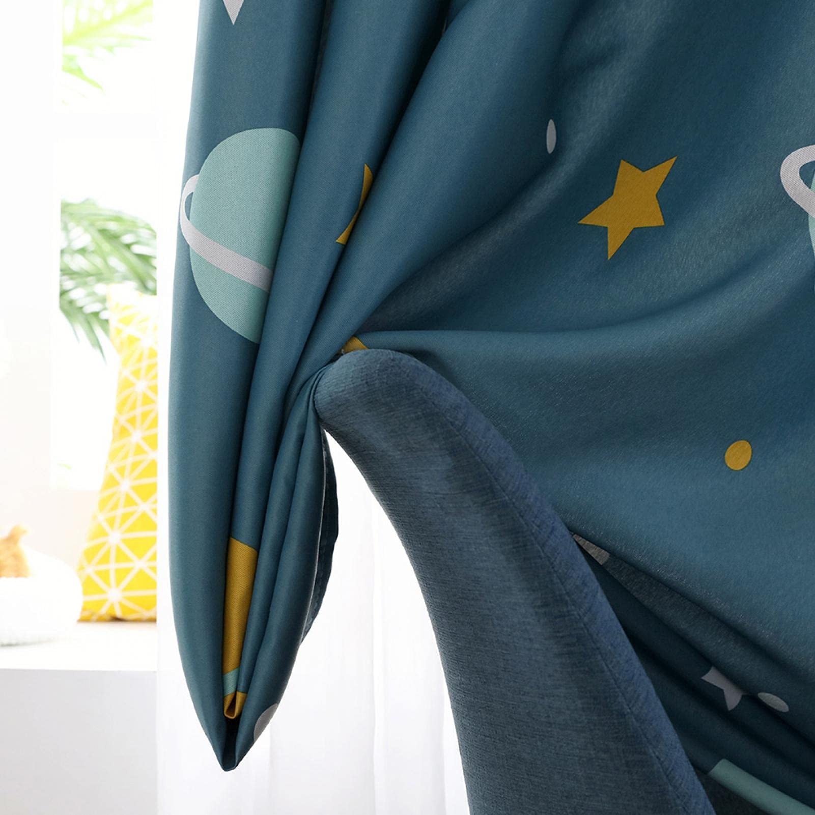 Wärmeisolierte Verdunkelung Lichtdichte Verdunkelung Cartoon Blue Planets Wohnzimmer Vorhang für zu Hause Esszimmer Kinderzimmer(1 Piece)