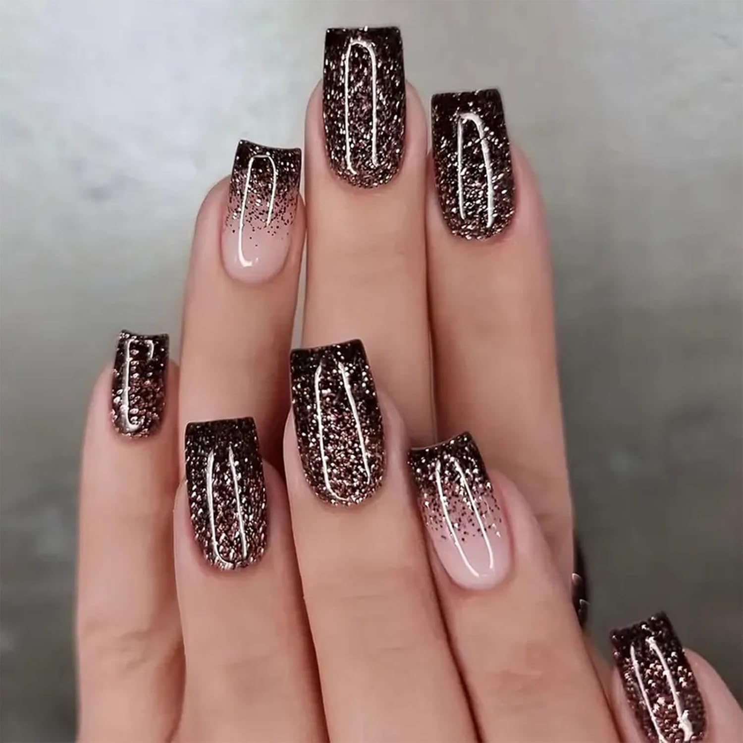 SINHOT Glossy Square Press on Nails - Bling Acrylic Set