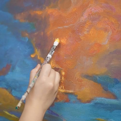 Miniatura 4 de ArtbyHannah Pinturas abstractas grandes de cielo de 32 x 32 pulgadas para sala de estar, con brillo de nube nocturna, impresionismo natural, paisaje