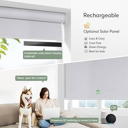 Miniatura 4 de ZSHINE Persianas motorizadas opacas para ventana, con control remoto, recargable, para ventanas, hogar, oficina, hotel, club, restaurante (82026E)