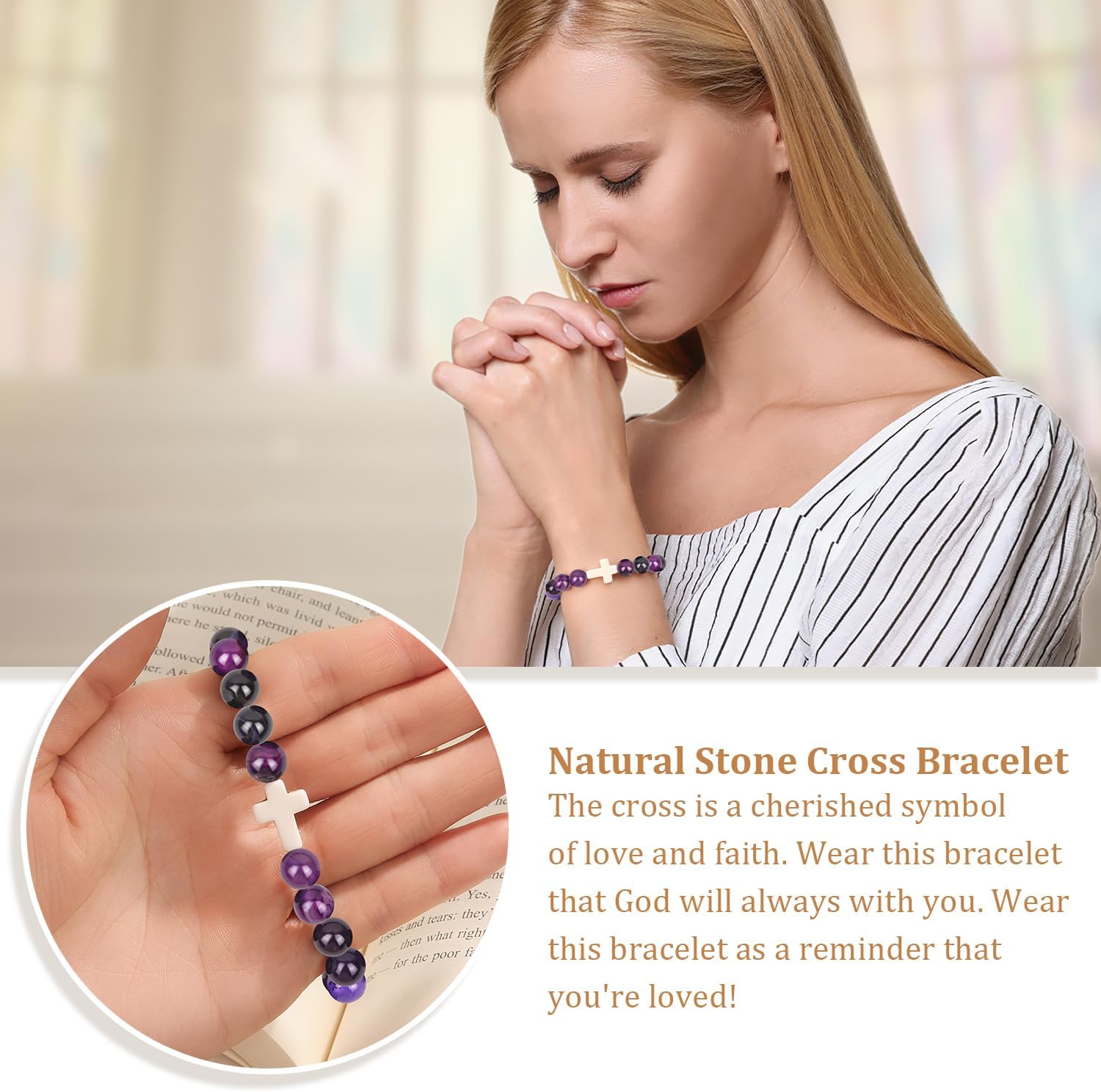 Christian Gifts for Women, Religious Cross Bracelet Gifts for Women/Daughter/Friend/Sister/Grandma/Granddaughter/Godmother/Her, Inspirational Birthday Faith Based Jewelry Stocking Stuffers Gifts - Image 3