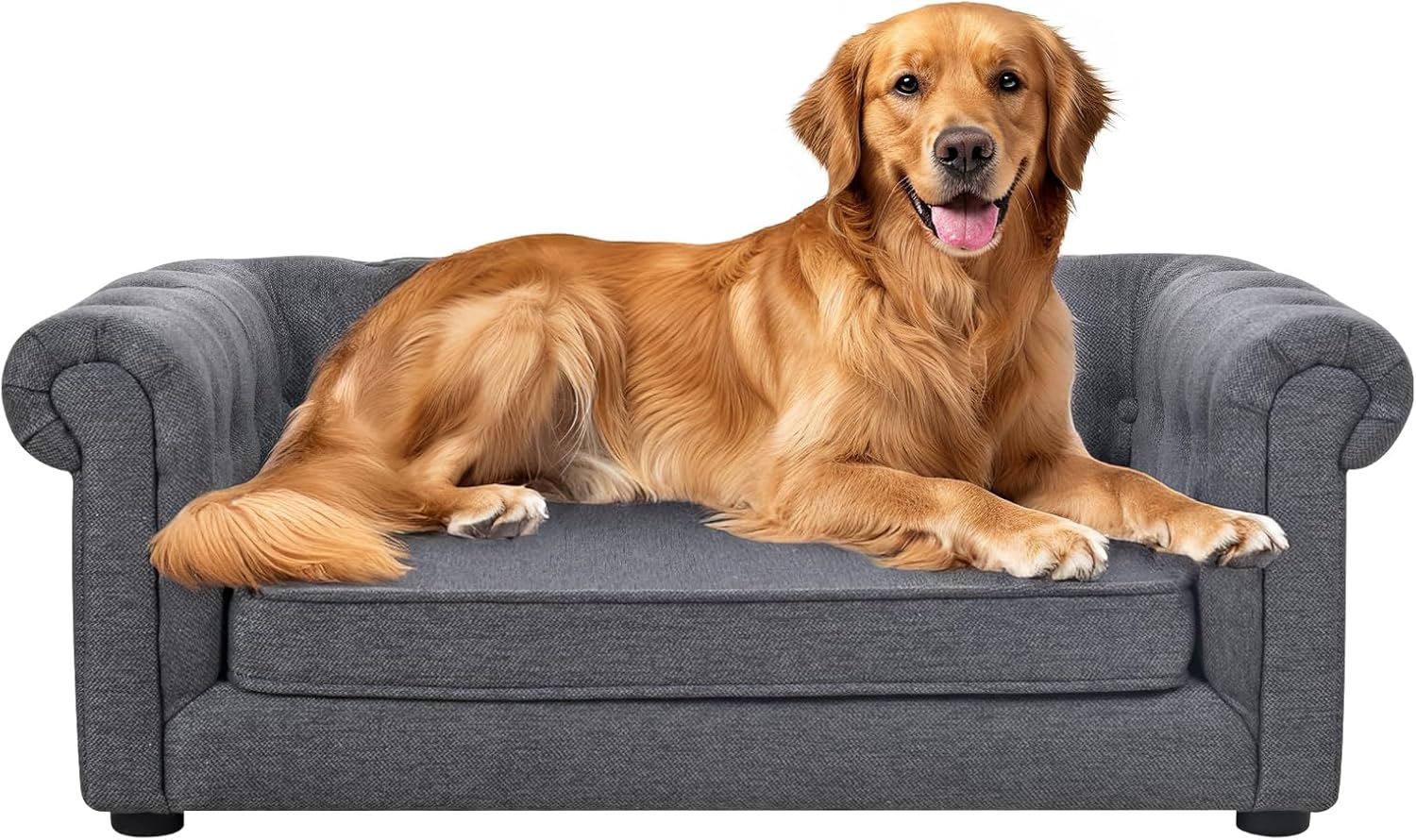 Dog Couch for Large Dogs Up to 60lbs, 36.4" L Dog Sofa Bed Medium Size with Legs, Dark Grey
