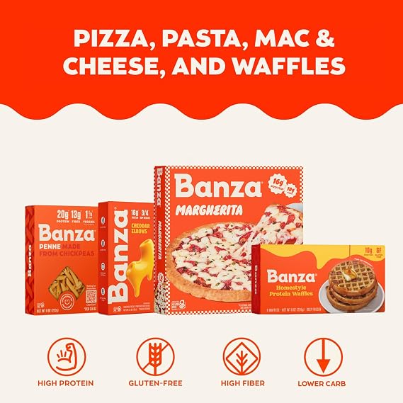 Banza Spaghetti Pasta from Chickpeas - Gluten Free, High Protein, and Lower Carb Protein Spaghetti Chickpea Pasta - 8oz