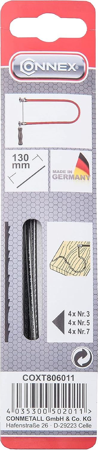 Connex COXT806007"Taifun" No. 5 Fretsaw Blade for Wood, Black, Set of 12 Piece