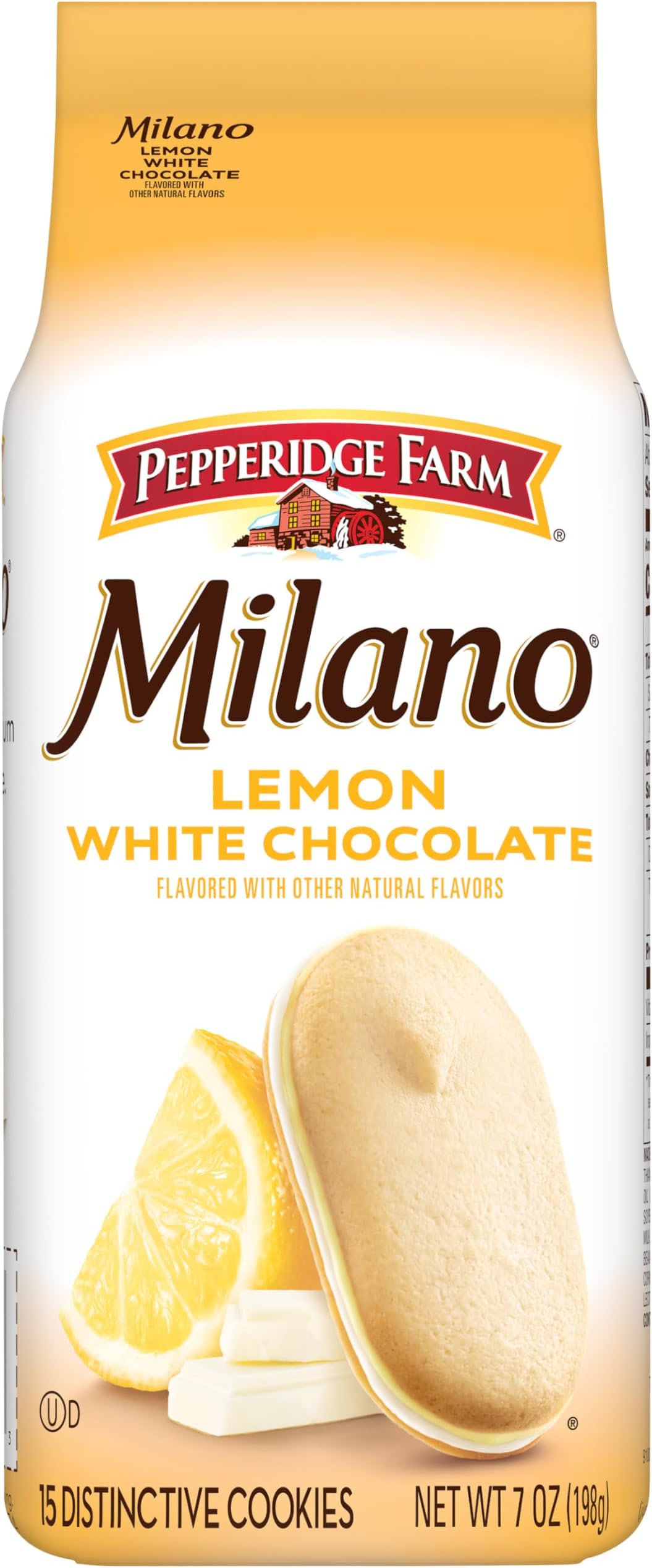 Milano White Chocolate Lemon Flavored Cookies, 7 Oz Bag
