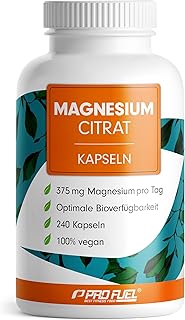 Magnesiumcitrat Kapseln 240x mit 375 mg Magnesium aus hochwertigem Magnesium Citrate - optimal hochdosiert & bioverfügbar - laborgeprüft mit Zertifikat - 100% vegan - Vorrat für 80 Tage