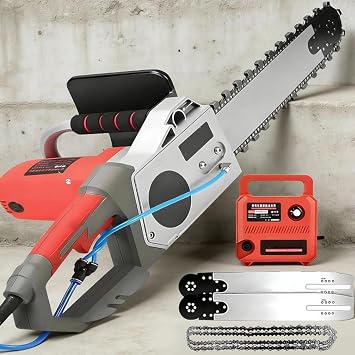 Electric Concrete Saw | 5800/6500W Handheld Chain Saw Wall Cutter | with Water Fed Dust 6000 RPM | Powerful Diamond Chain Technology | for Granite Reinforced Concrete 350