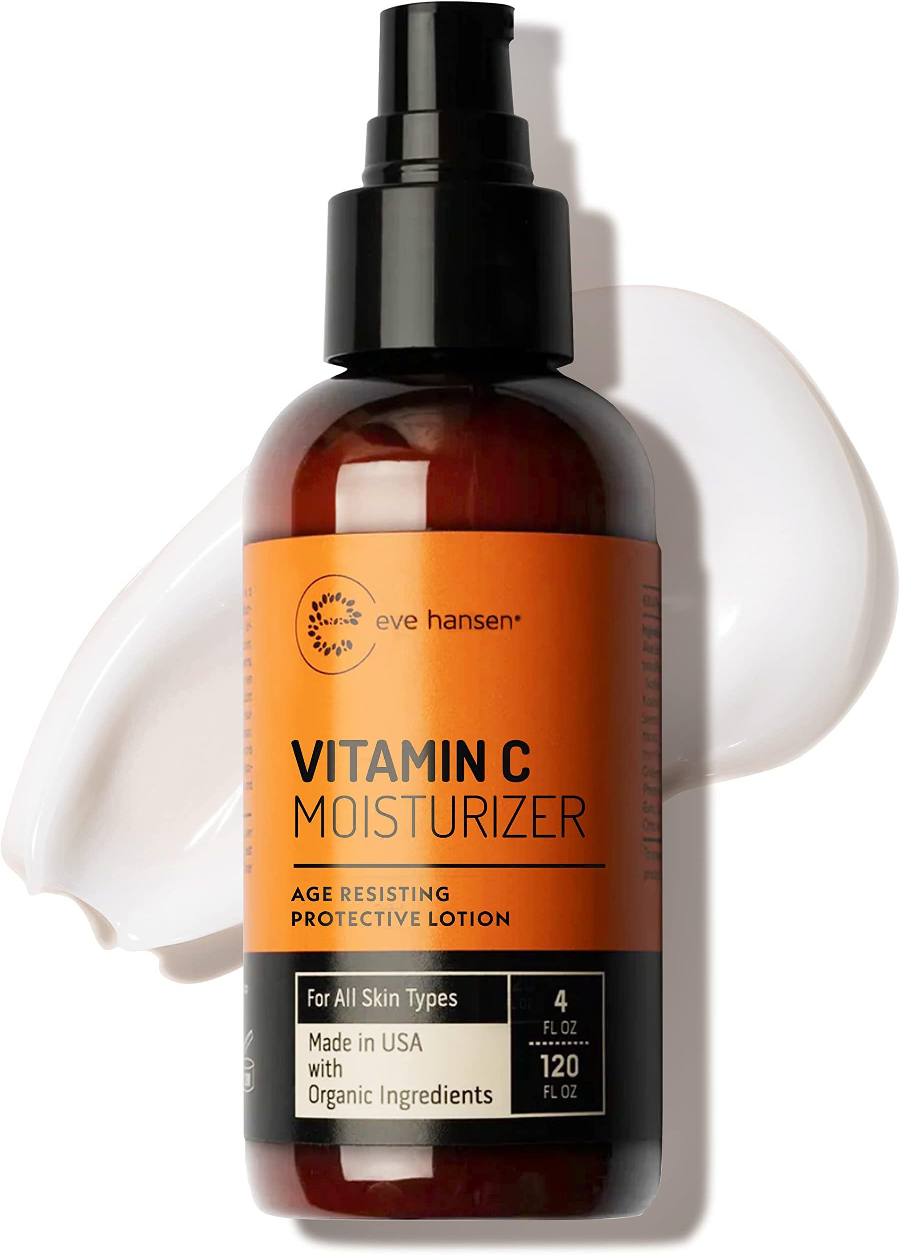 Eve Hansen Vitamin C Face Moisturizer - Lightweight Hydrating Cream with Vitamin B, Green Tea, Jojoba Oil - Cruelty-Free & Natural Ingredients - 4 oz