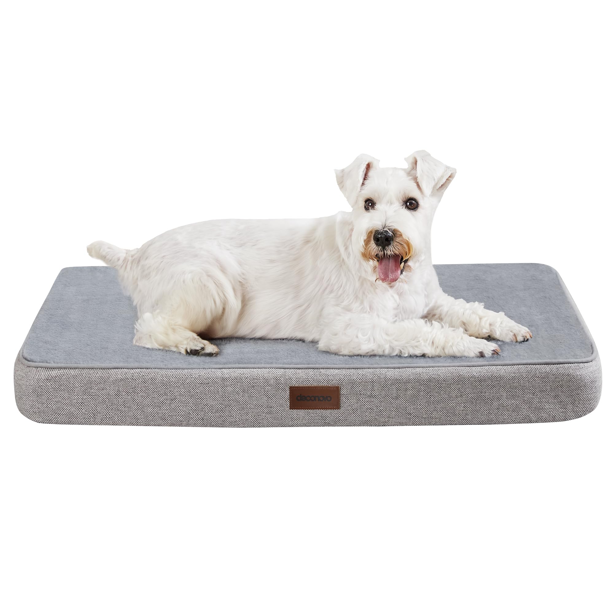 Deconovo Letto Antiscivolo per Cane, Lavabile, Morbido, Fodera Sfoderabile 112x81x8 CM Grigio Chiaro 1 Pezzo