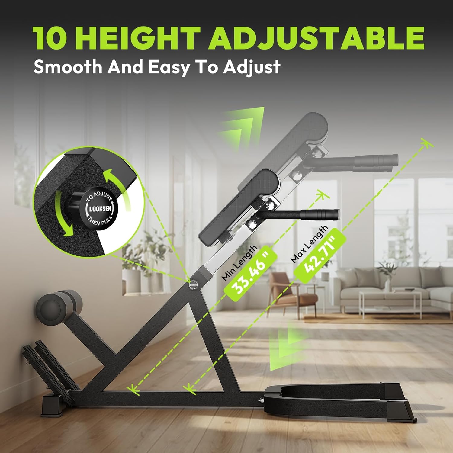 HANDBODE Back Extension Bench Roman Chair, Adjustable Hyperextension Machine, Adjustable Pad for Lower Back, Glutes, Core Strength Training for Home Gym, Heavy Duty Fitness Equipment