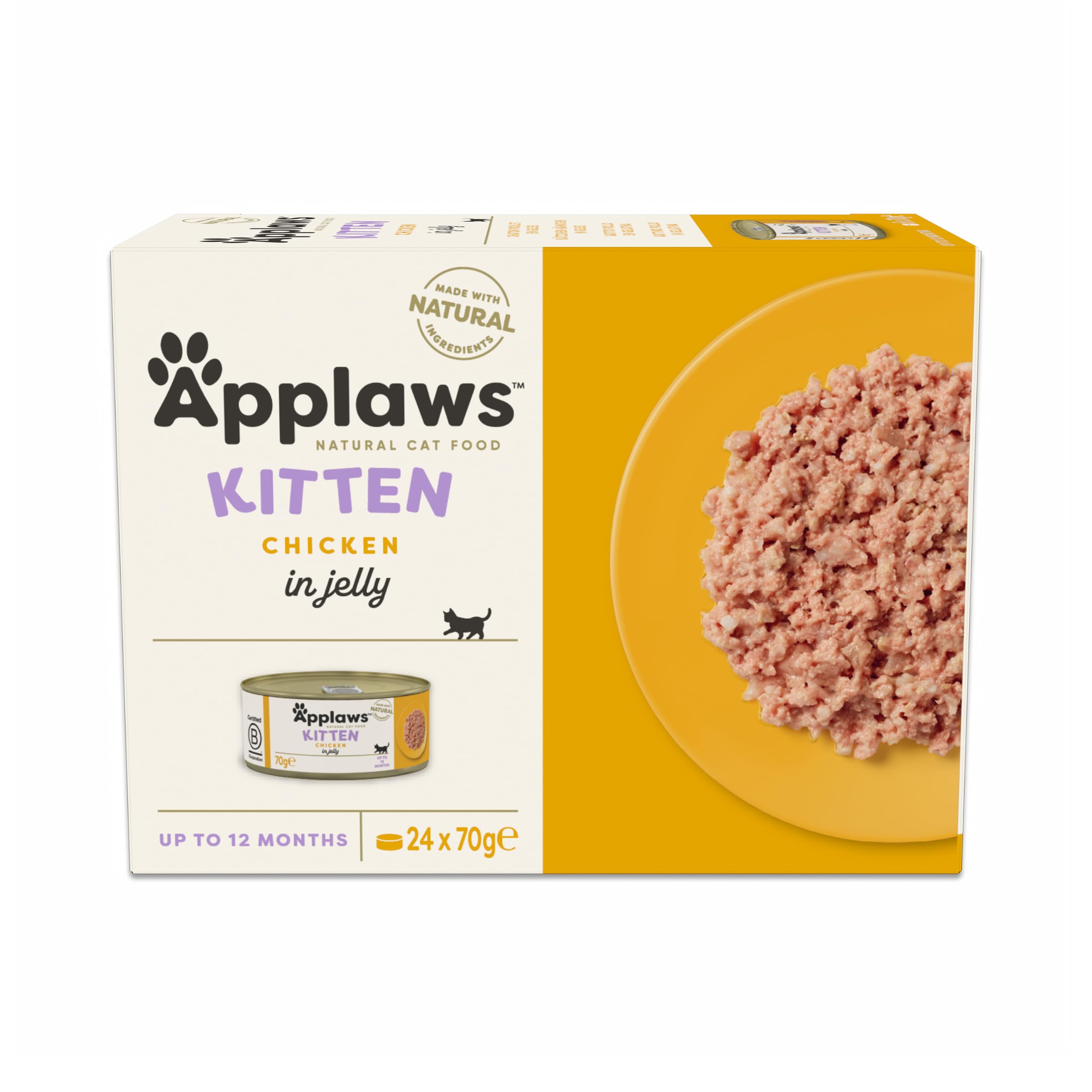 Applaws Natural Kitten Wet Cat Food Cans, Chicken in Jelly - 24 x 70g