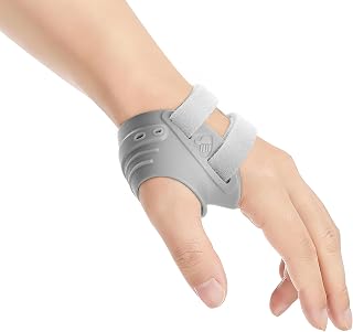 AKSO MEDICOS CMC Thumb Brace Left Hand for Arthritis Pain, Gray, S | Adjustable Metal Strip Molds to Thumb Base for Custom CMC Joint Support | Slim Non-bulky Design Keeps Fingers Free
