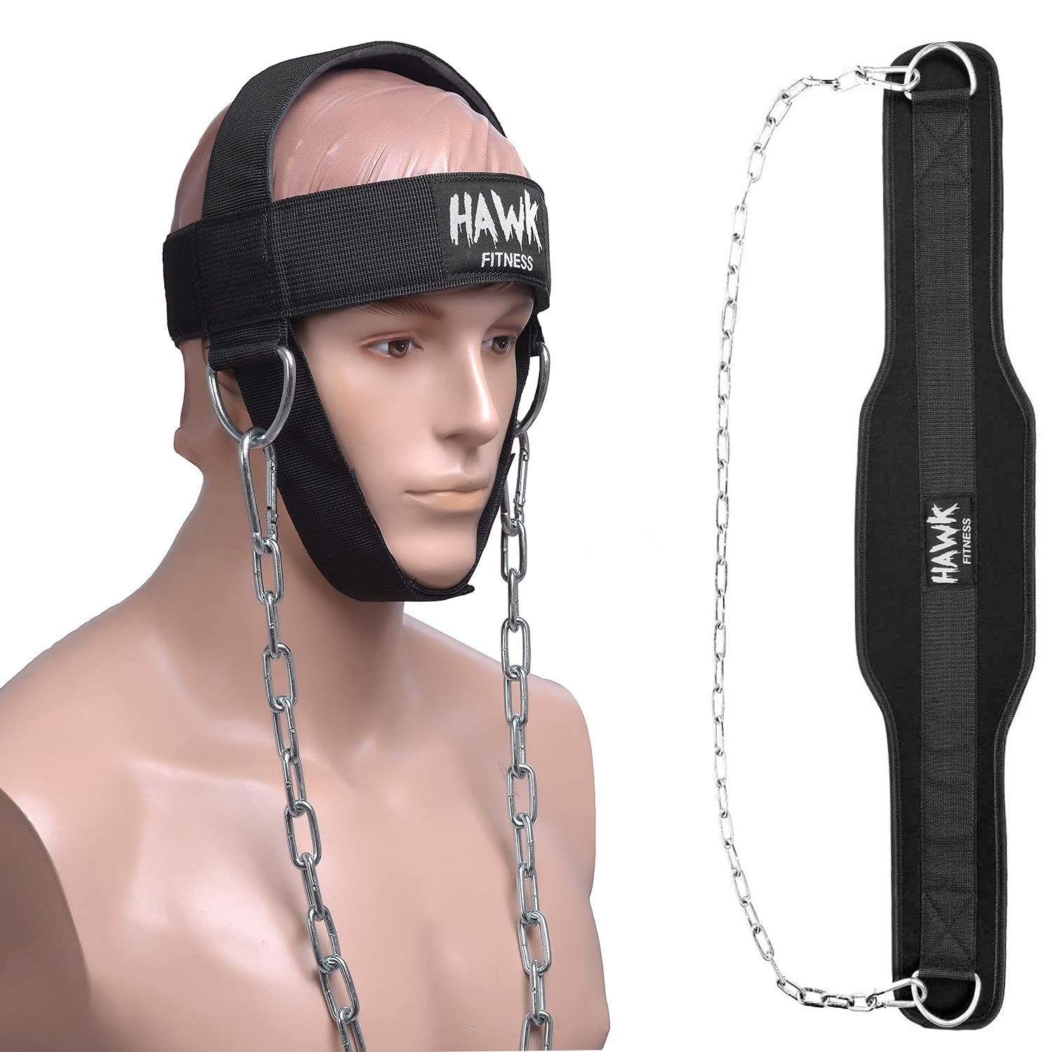 Hawk Sports Neck Harness and Dip Belt with Chain for Men & Women Weightlifting Belt Weight Lifting Training Gym Bodybuilding Workout Belts (Neck Harness and Dip Belt Bundle).