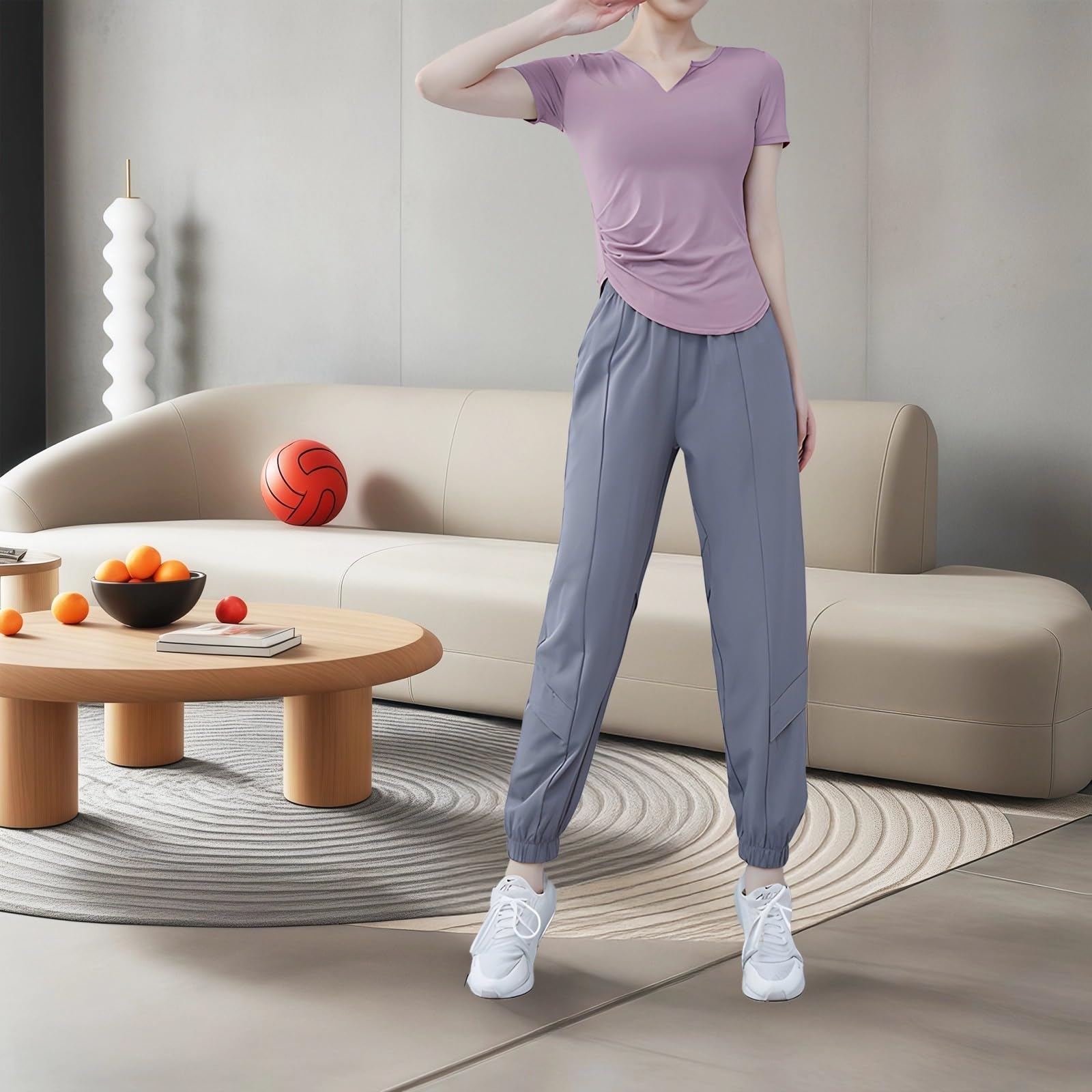 Conjunto de ropa deportiva para mujer, incluye brasier deportivo, camiseta de manga corta y pantalones largos, ideal para yoga y gimnasio, tela transpirable, antibolitas, talla XXL, morado claro y