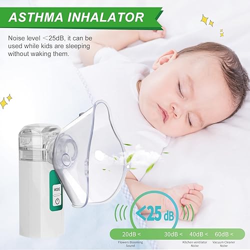 Miniatura 3 de Nebulizador portátil con diseño de limpieza automática, máquina nebulizadora de mano silenciosa para adultosniños, operación de un botón para uso en